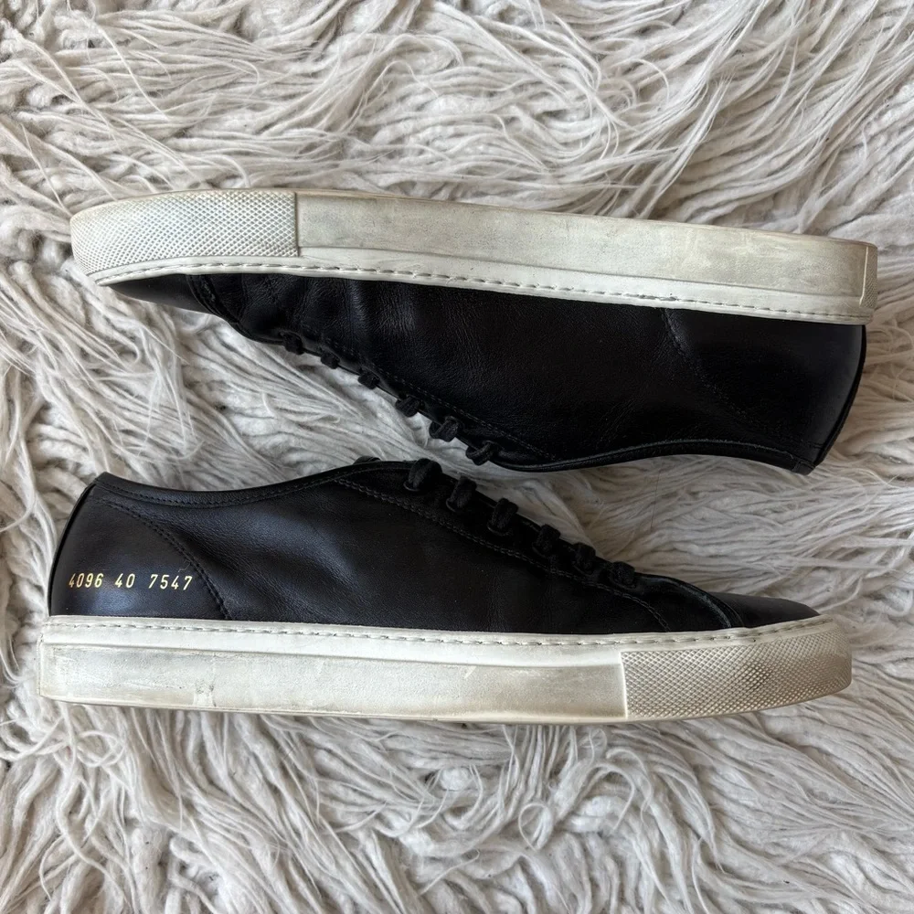 Common Projects Women’s Original Achilles Black Leather Low-Top Sneakers Size 40